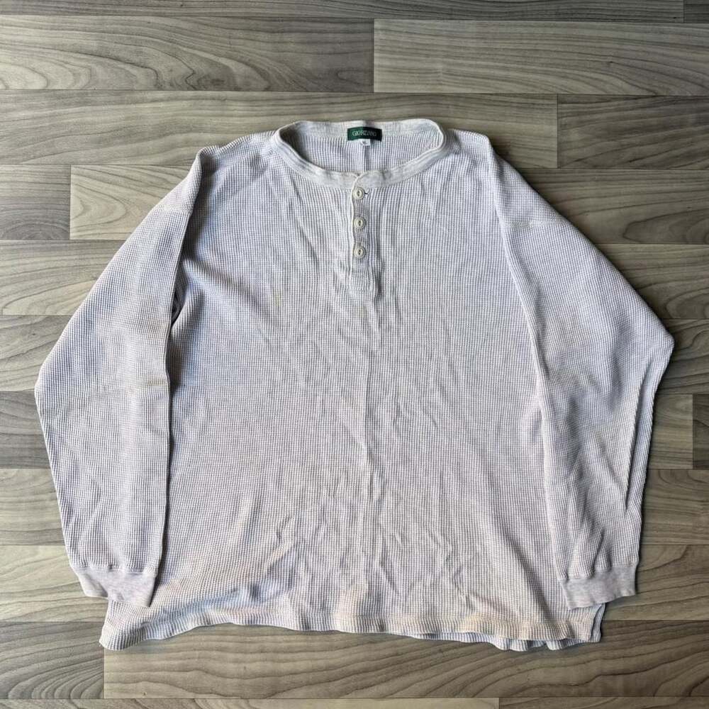 Giordano Y2K White Thermal Henley Longsleeve
